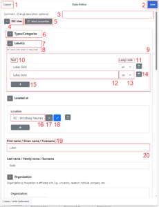 Form editor - example: an instance of the category "IscUser"